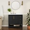 Flash Furniture Vega 36-in. Vanity w/Sink, Storage Cabinet w/Soft Close Doors, Open Shelf and 3 Drawers, Black/Gold FS-VEGA36-KD-BK-GLD-GG - alternate 1